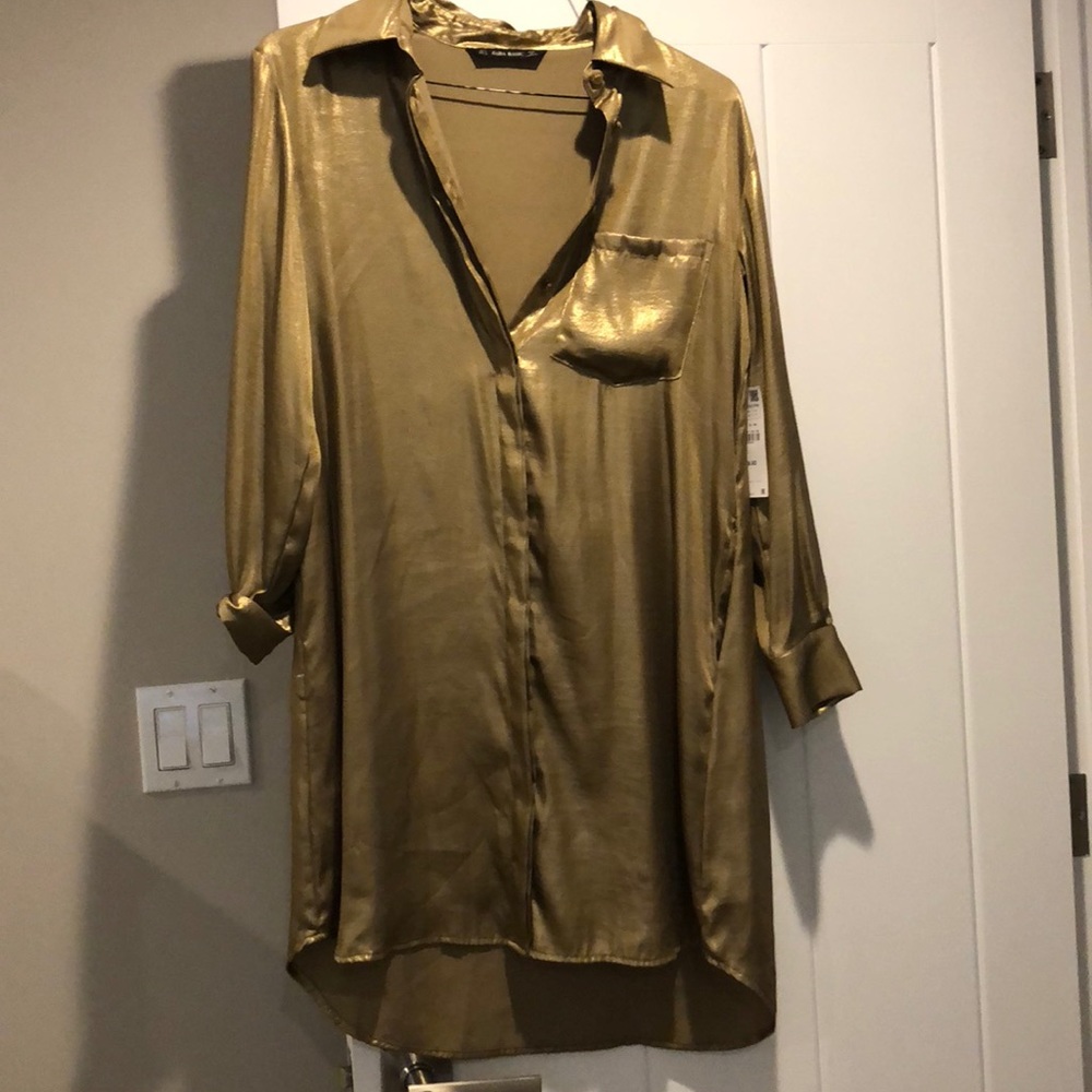 Gold button down shirt